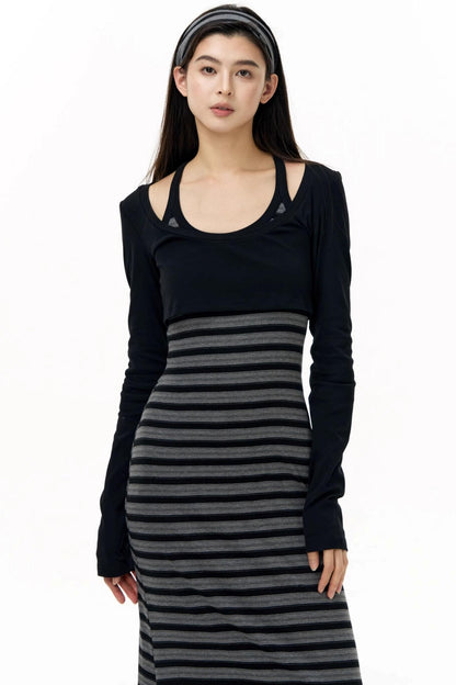 Autumn Striped Camisole Dress