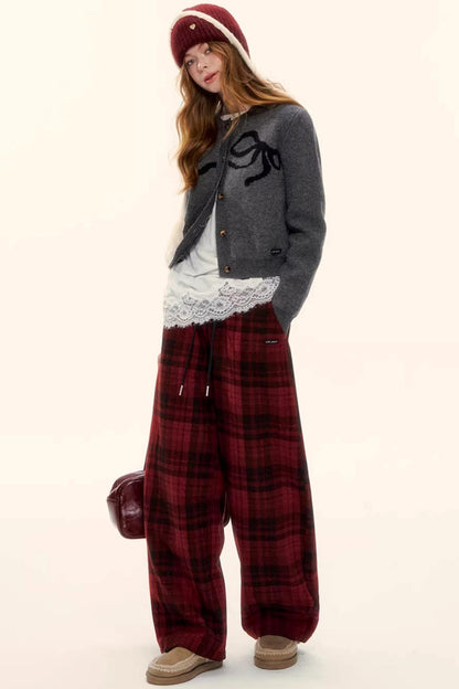 Bow Jacquard Cardigan Sweater