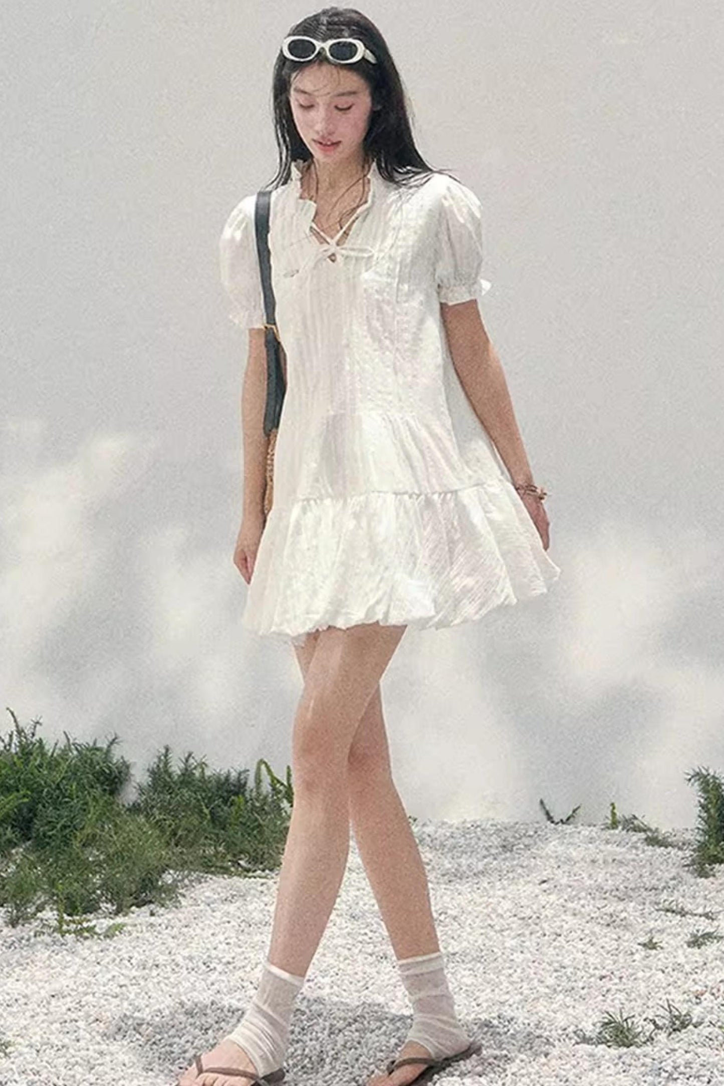 Plaid Puff Sleeve Dress