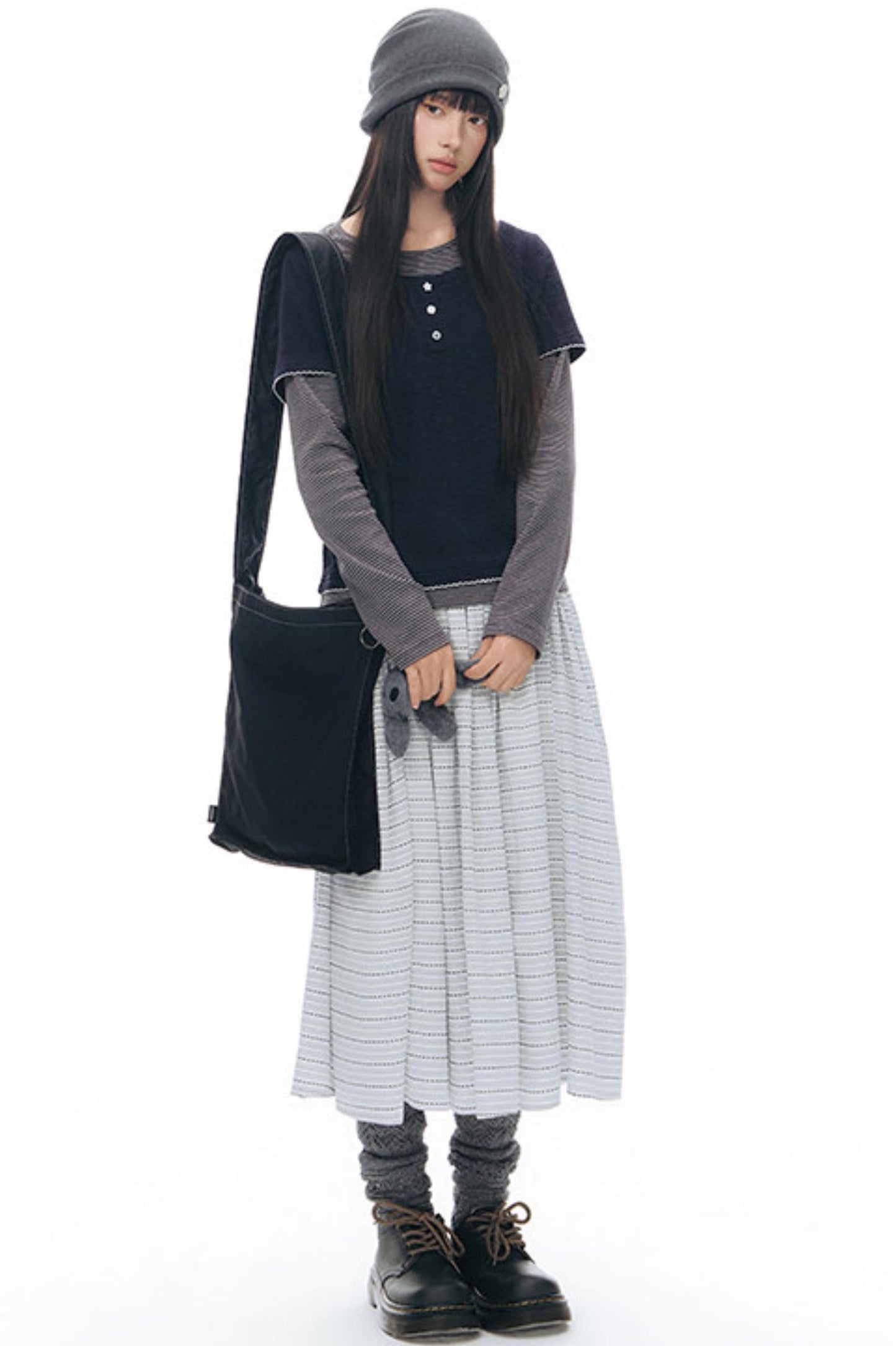 Retro Plaid Umbrella Skirt