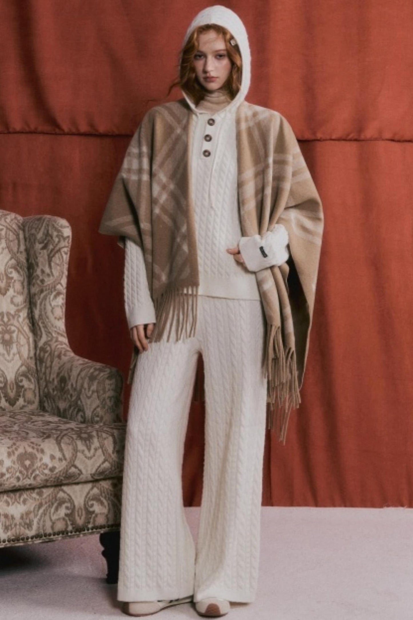 Wool Blend Hooded Knit Set-Up