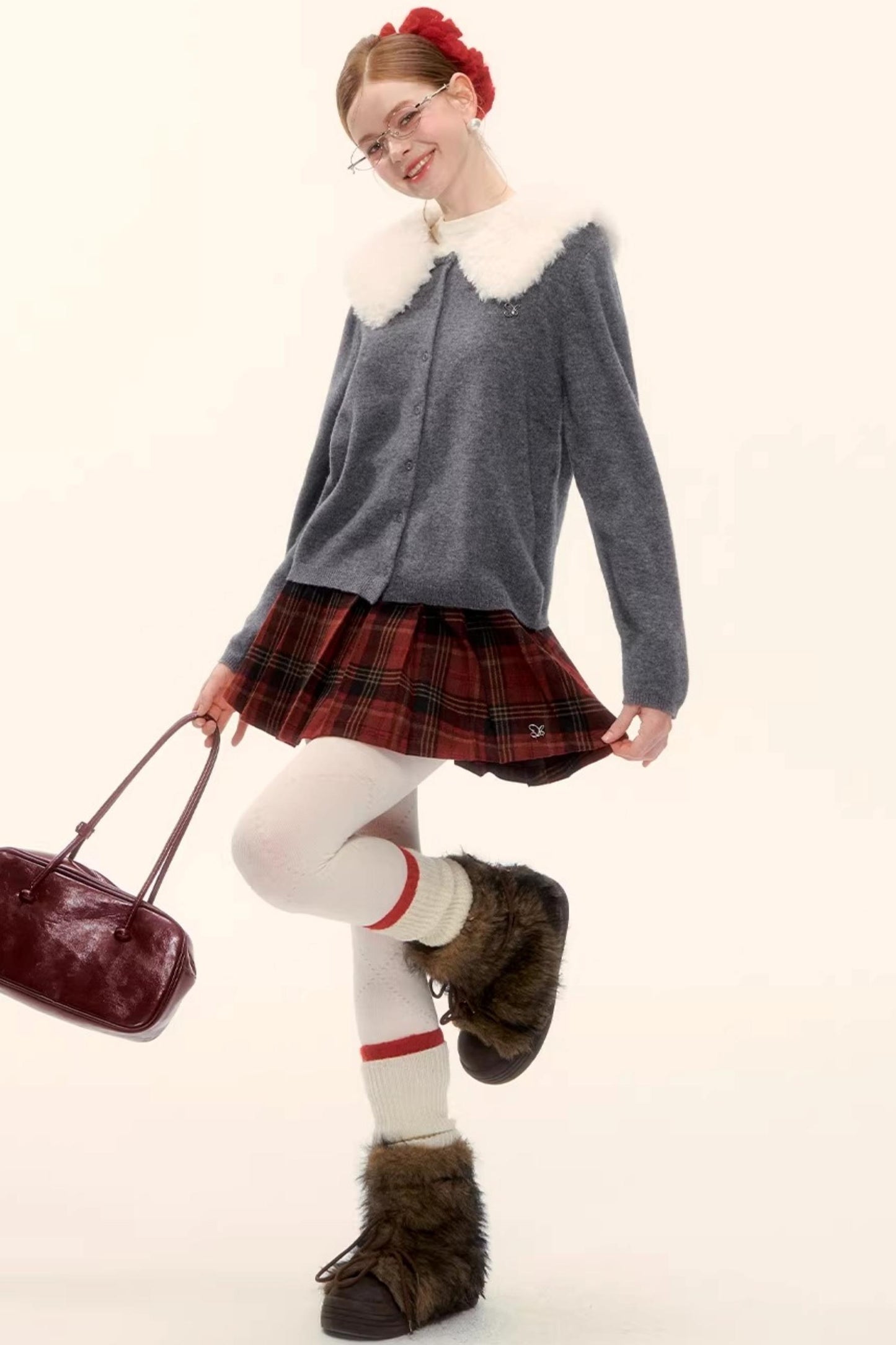 Retro Plaid Wool Skirt
