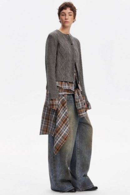 Wool Twist Cardigan Sweater Set-Up