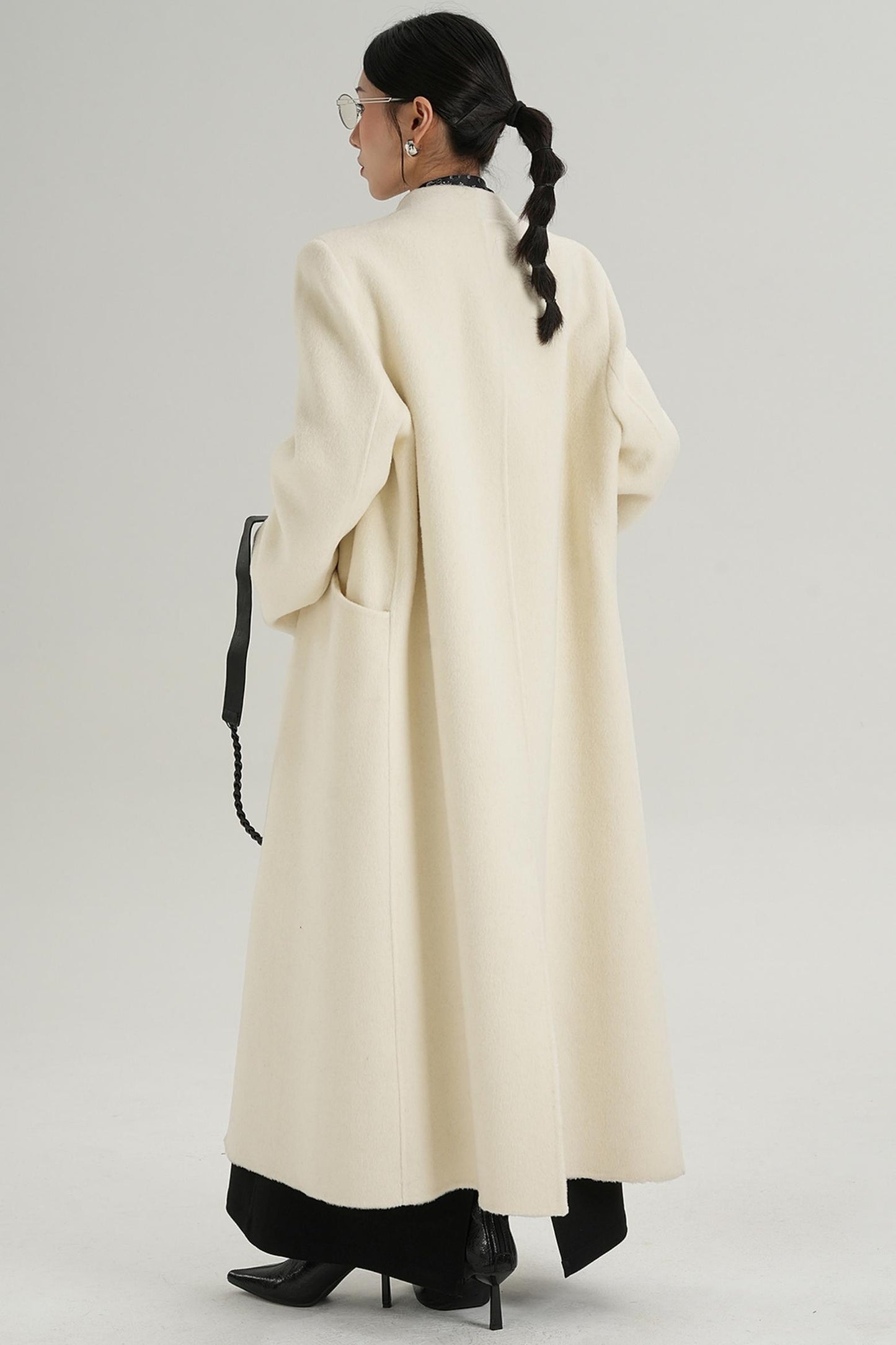 V-Neck Wool Trench Coat