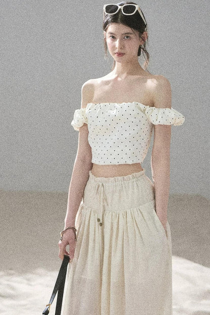Youthful Plaid Off-Shoulder Top