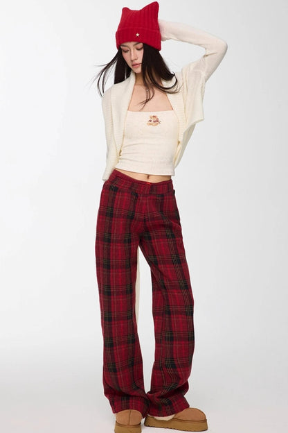 Red Winter Casual Pants