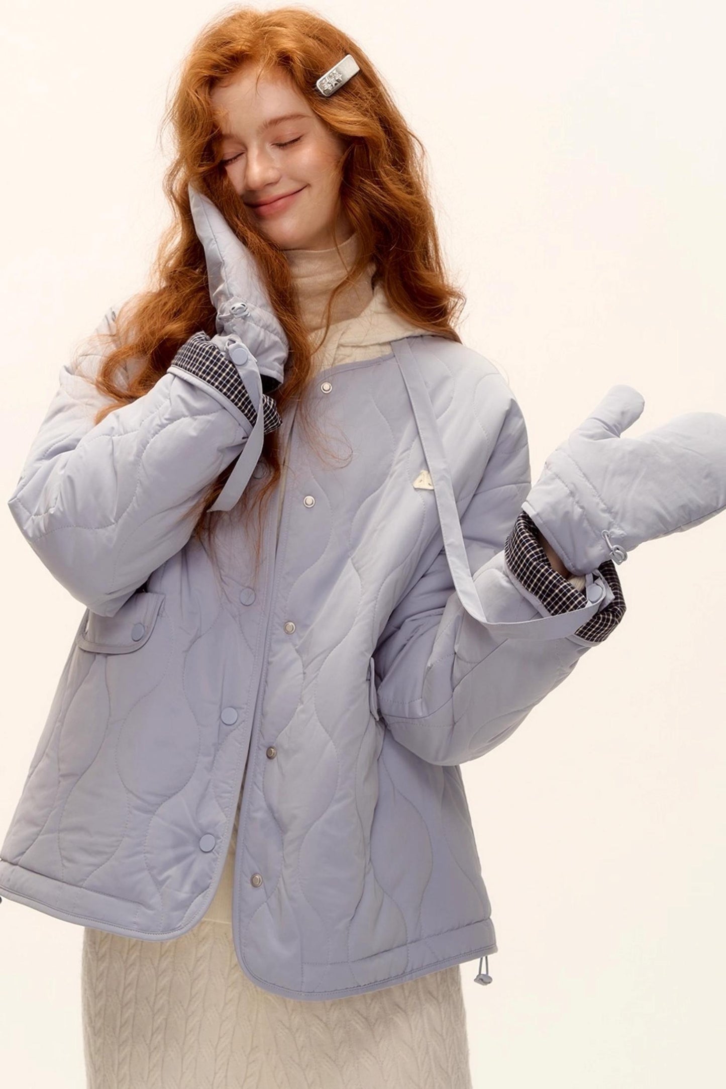 Milk Blue Plaid Cotton Jacket Set