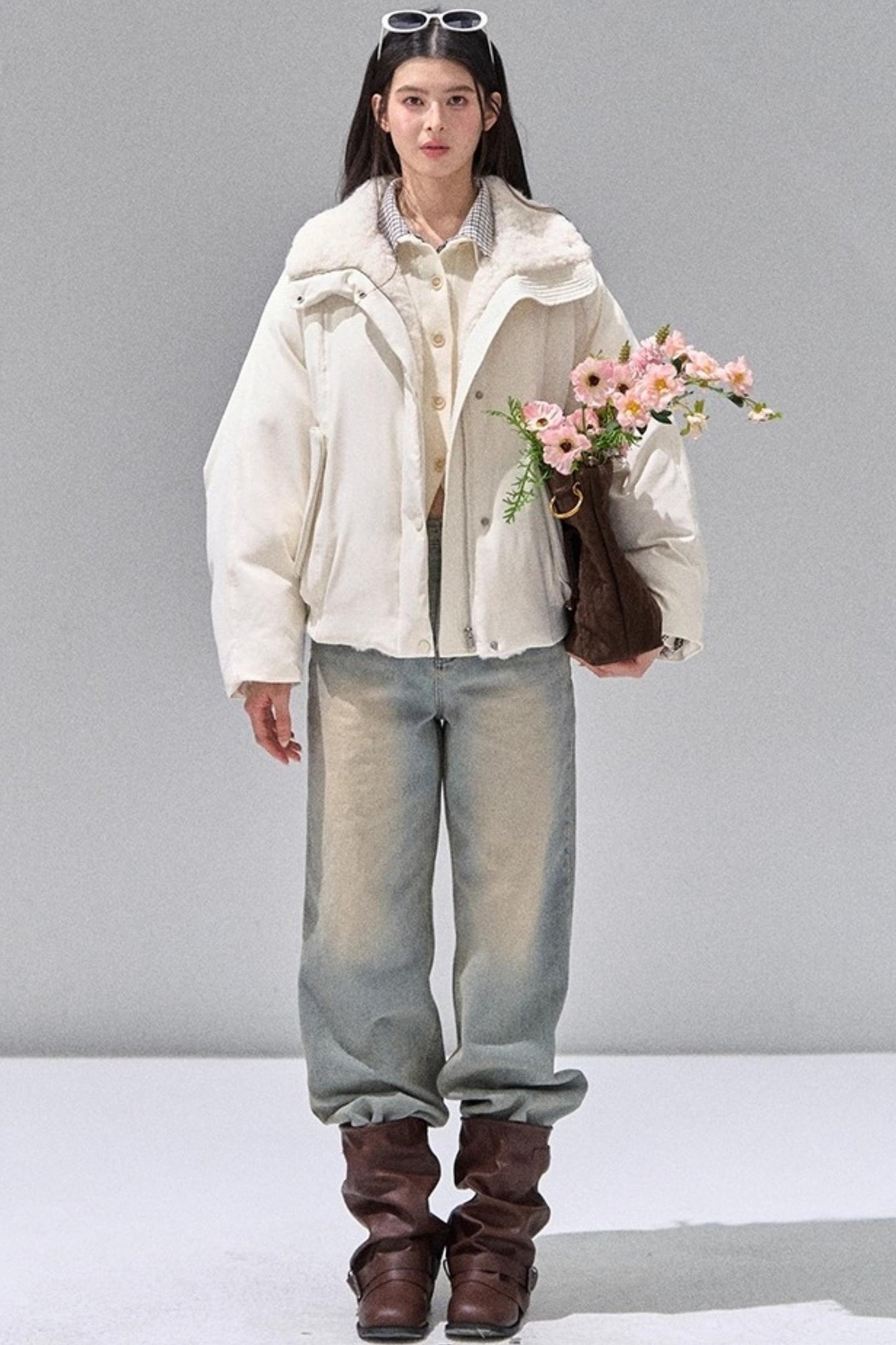 Fake Two Polo Lapel Sweater Skirt Set-Up