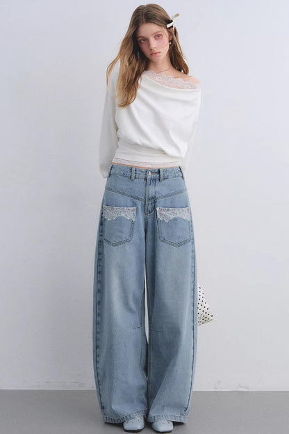 Lace Patchwork Turtleneck Top
