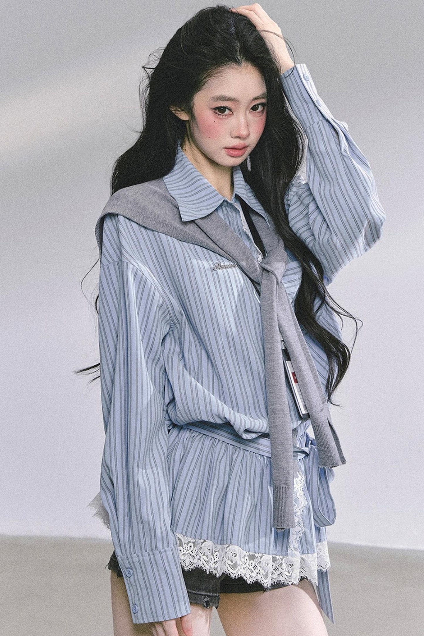 French Lace Stripe Shirt Set-Up