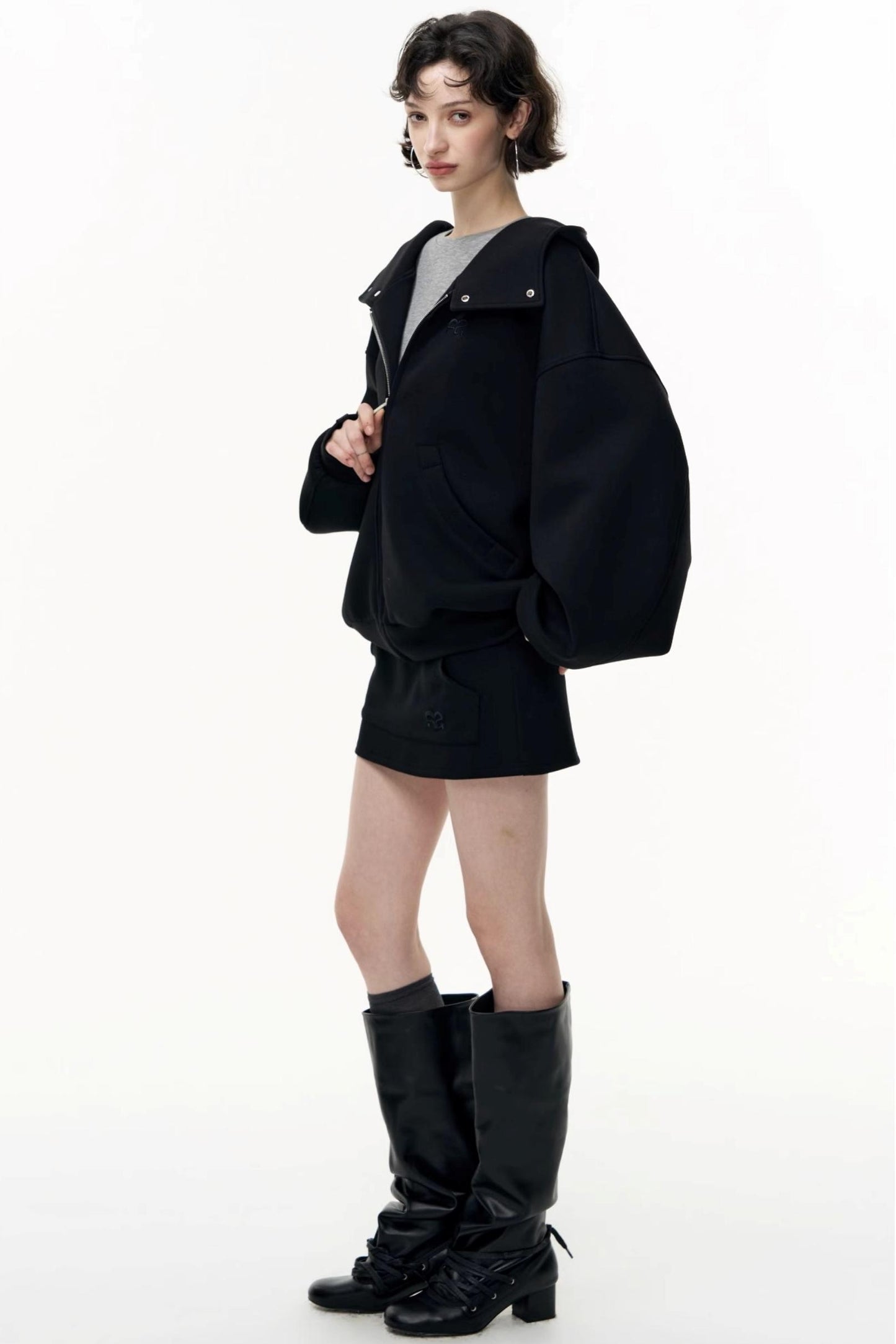 Tea Layer Hooded Cardigan Coat