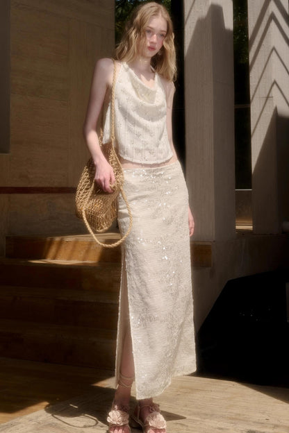 Celestial Slouchy Suit With Knit Skirt Set-Up