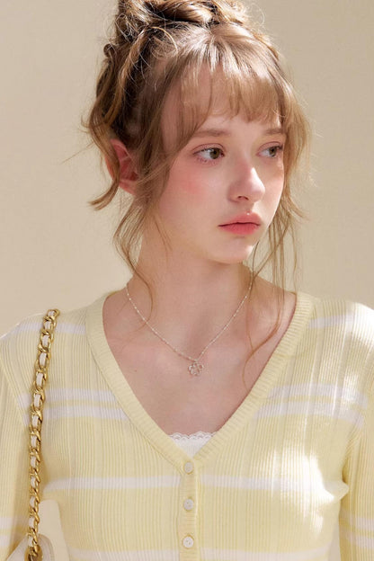 Romantische Kontrast-Spitzen-Strickjacke-Oberteil