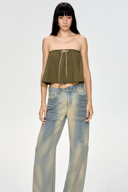 Bright Blue Backless Plunge Top