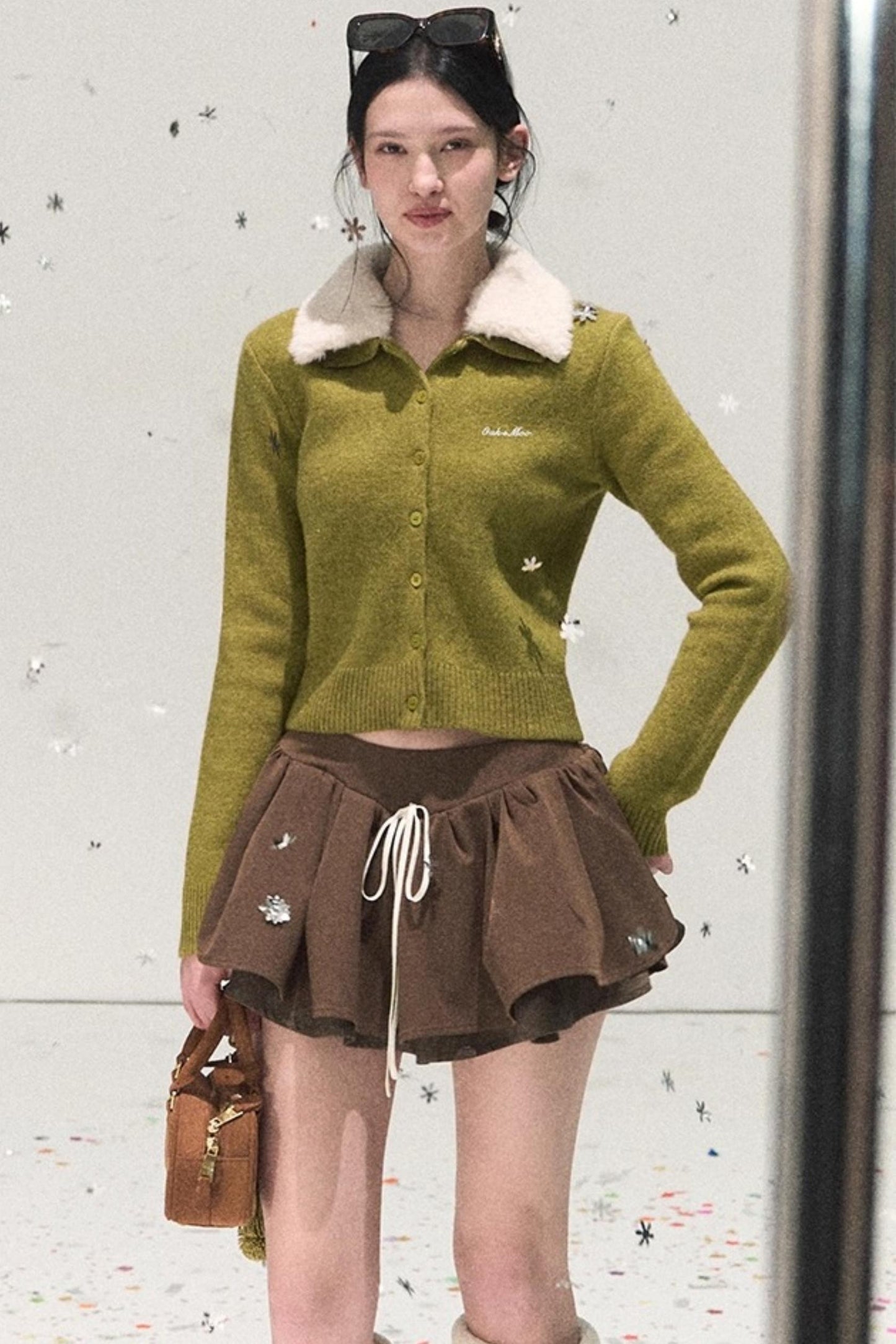 Plaid Color-Blocked A-Line Skirt