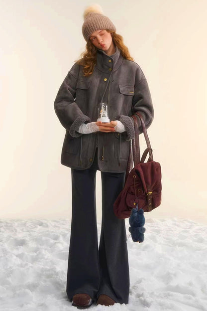 Reversible Lamb Wool Biker Jacket