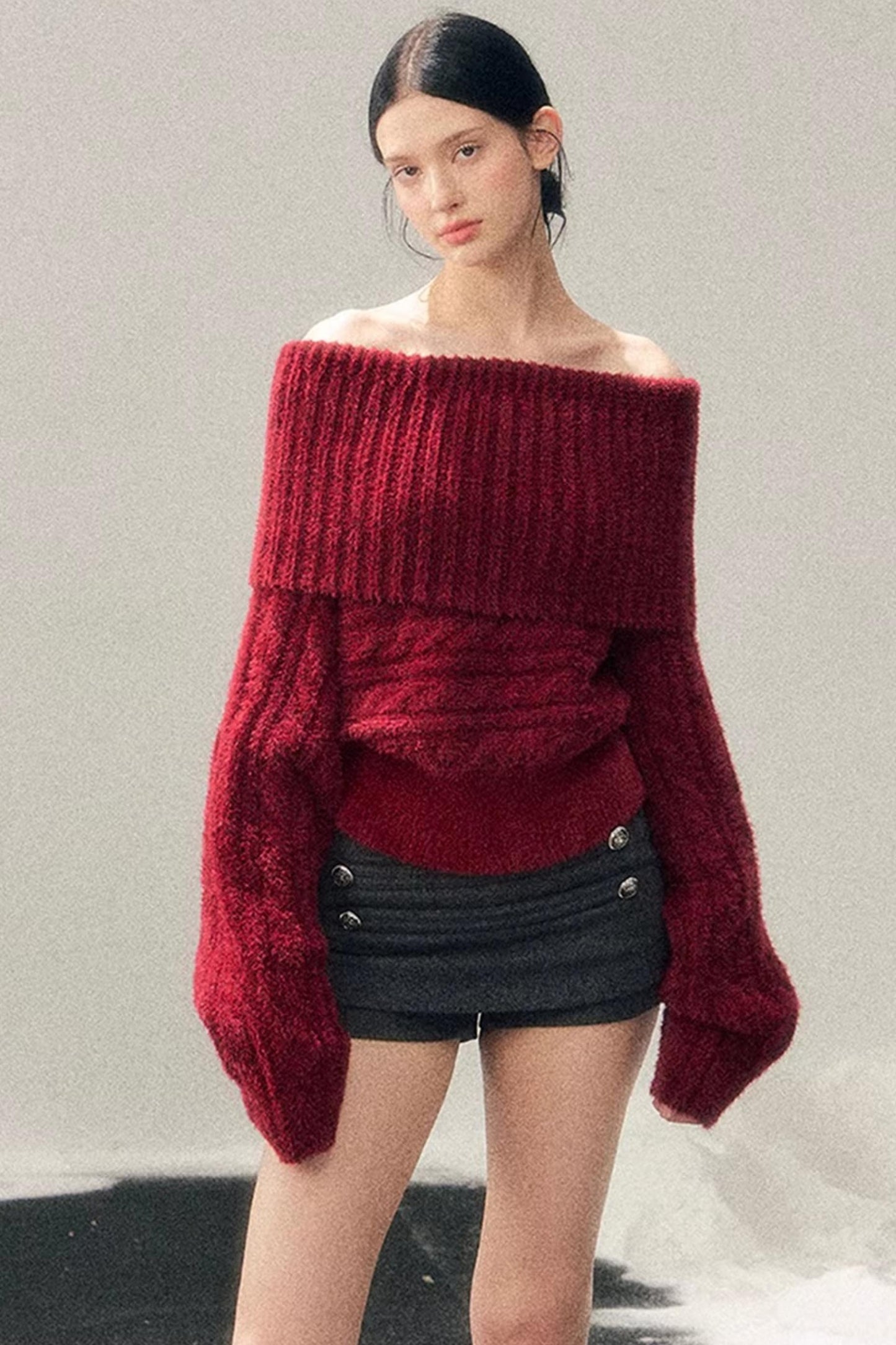 Woolen A-Line Skirt Pants