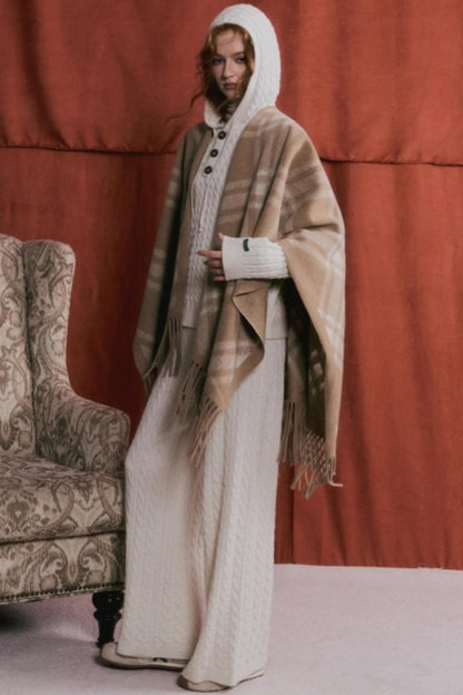 Wool Blend Hooded Knit Set-Up