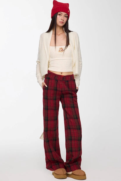 Red Winter Casual Pants