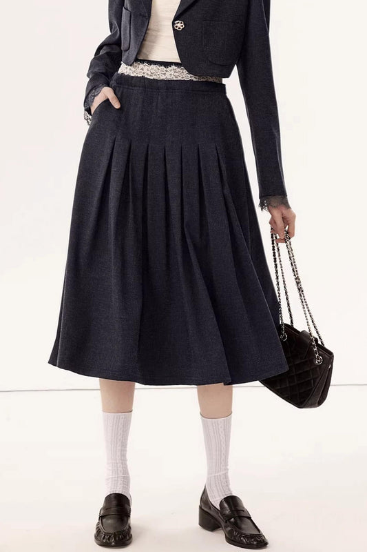 Linen Lace A-Line Skirt