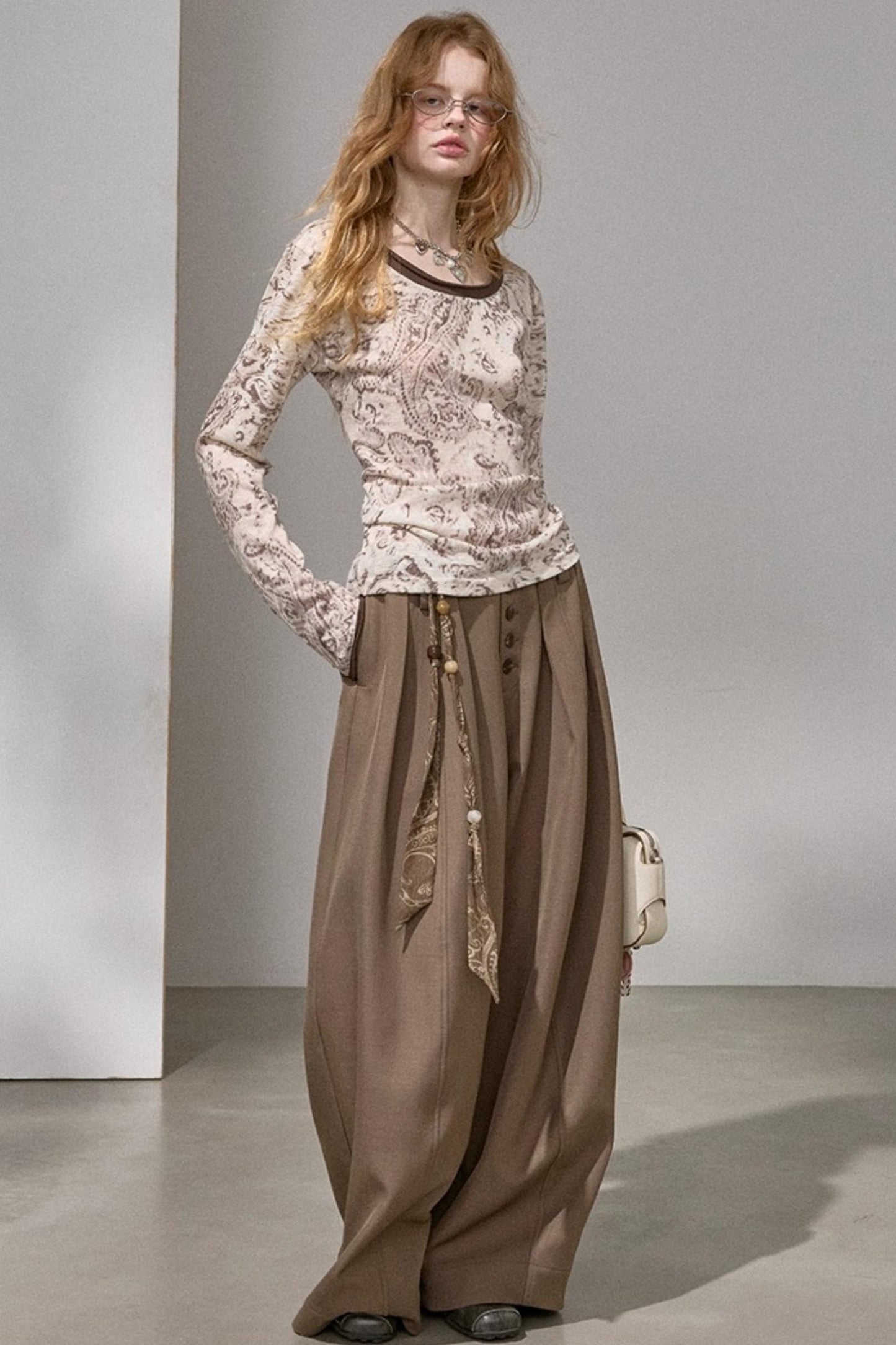 Button Pleated Winter Pants