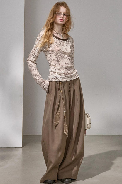 Button Pleated Winter Pants