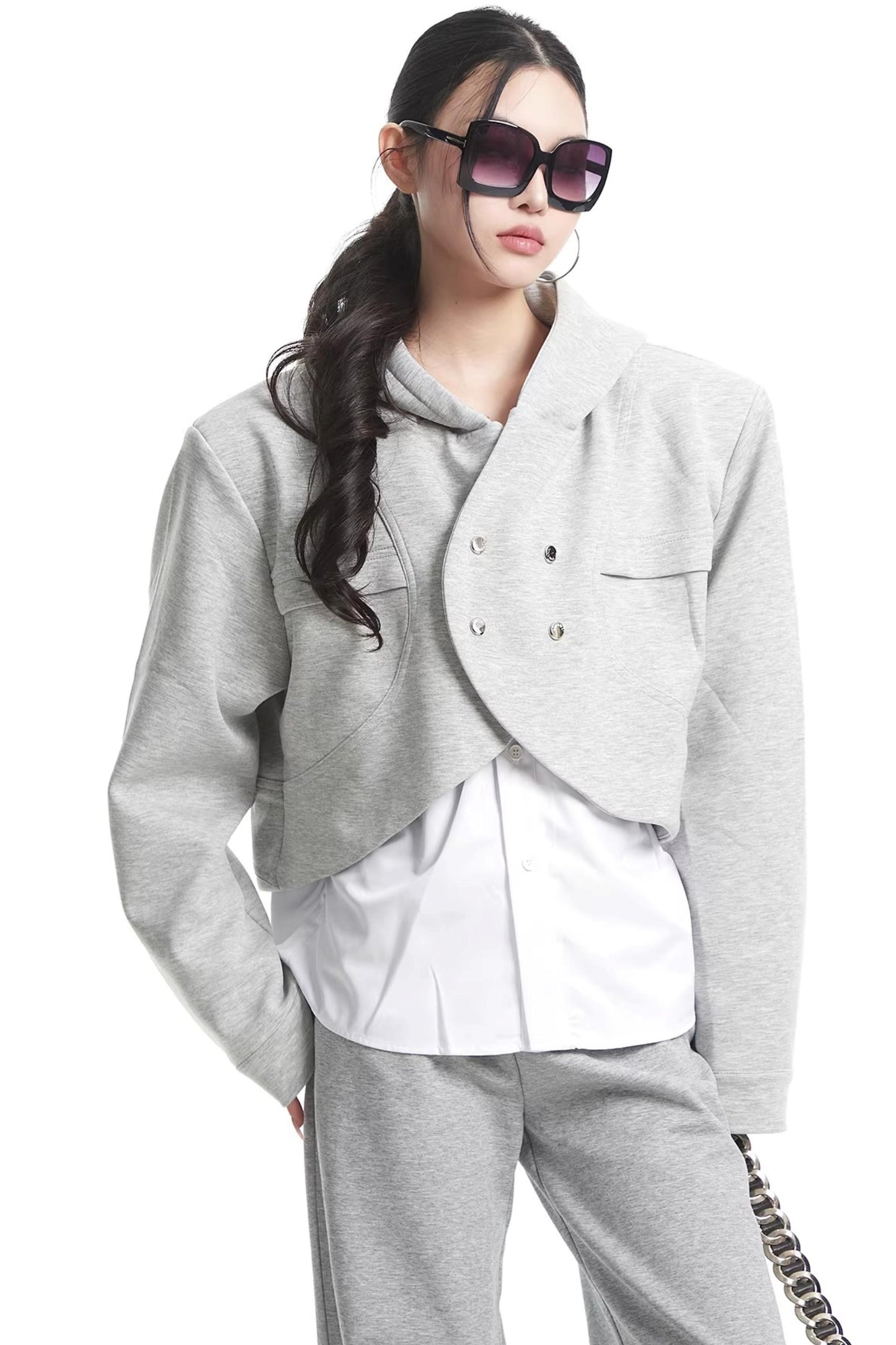 Faux Two-Piece Hooded Jacket