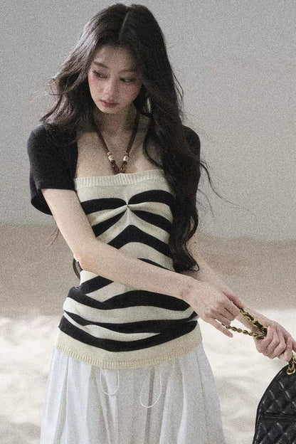 Flowing Twilight Striped Top Set