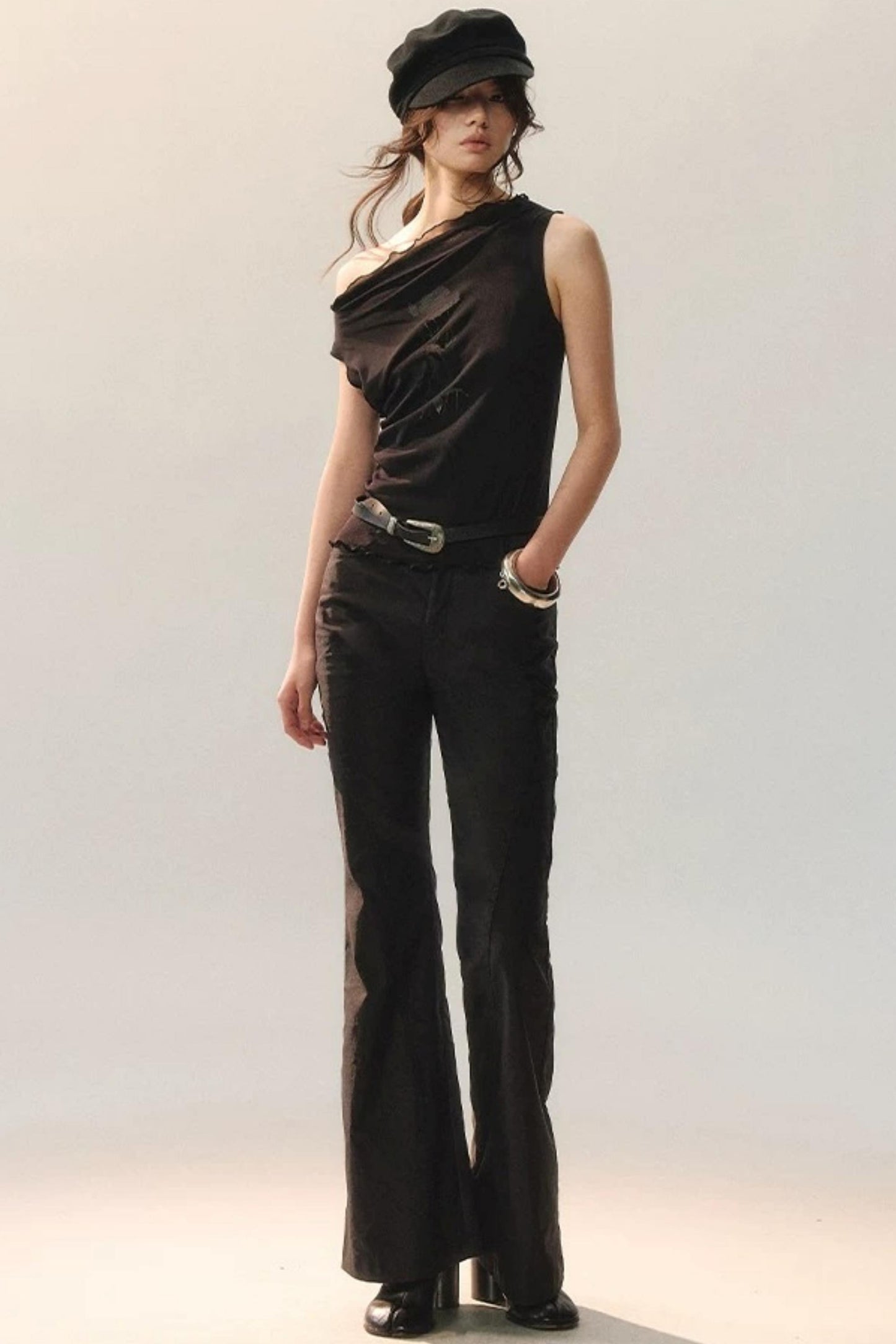 Pantalon Irrégulier à Dentelle Détachable