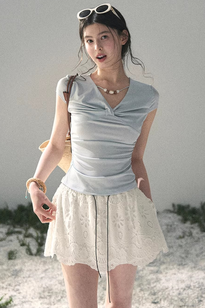 Floral Hollow-Out Puffy Skirt