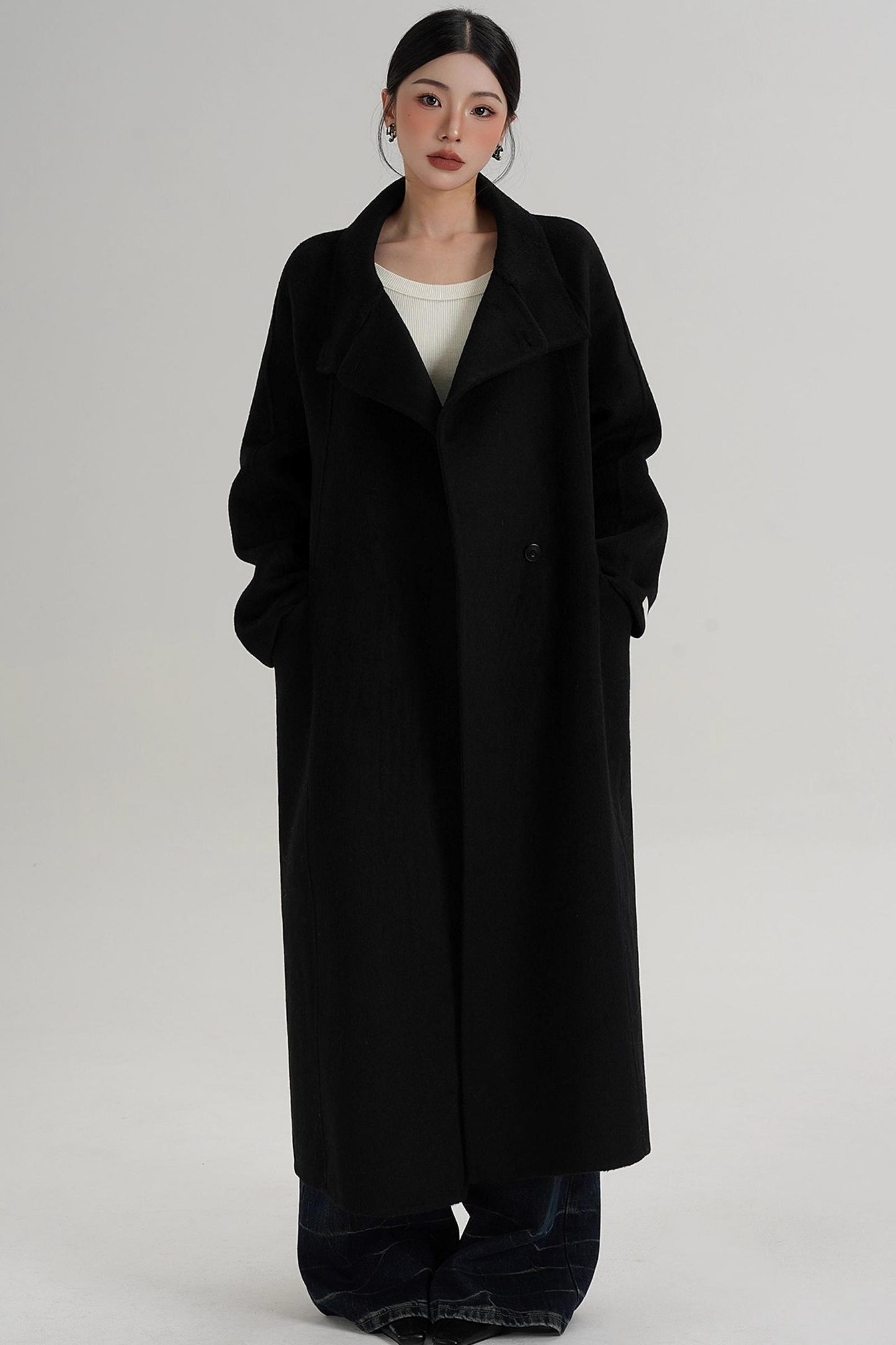 Turtleneck Long Wool Coat