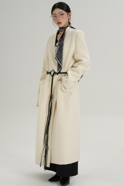 V-Neck Wool Trench Coat