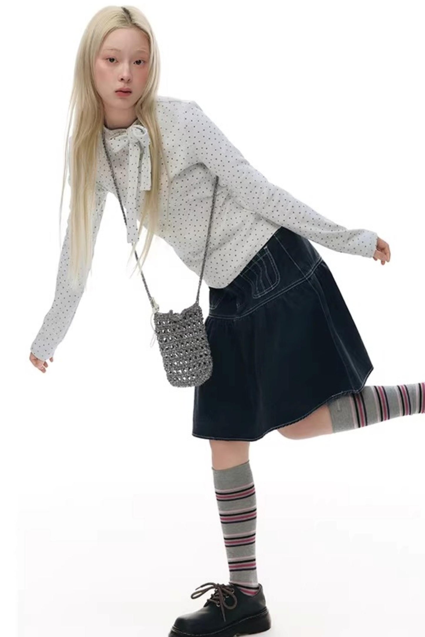 Tie-Neck Slim-Fit Blouse