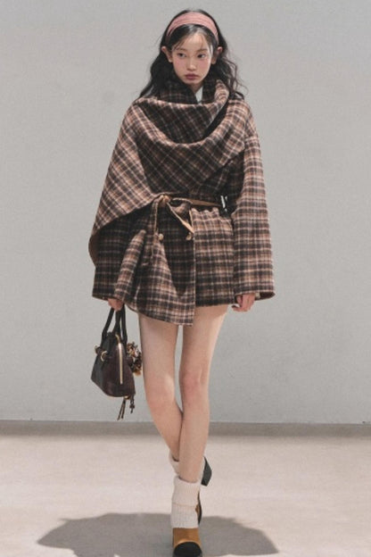 Winter Plaid Wool Coat