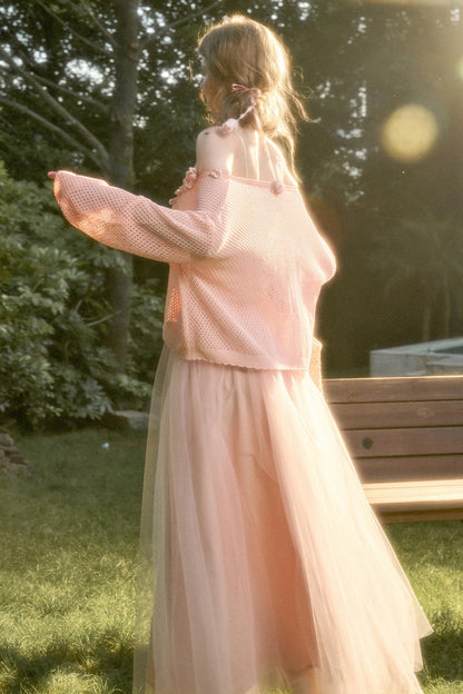 Galaxy Ice Silk Hollow Cardigan