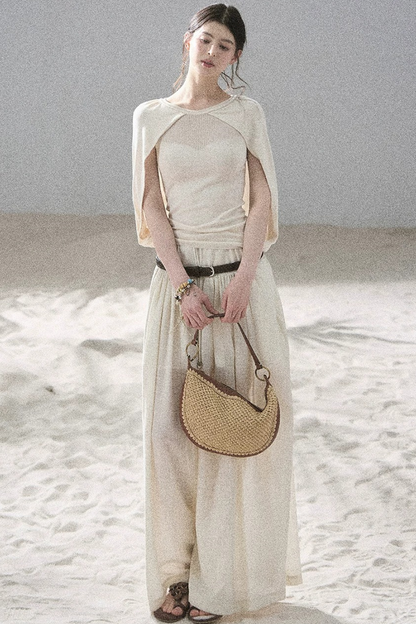 Hollow-Out Shawl Top