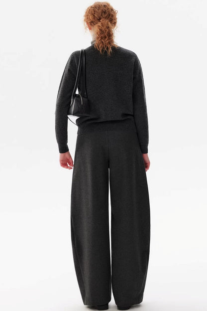Gray Woolen Drape Trousers