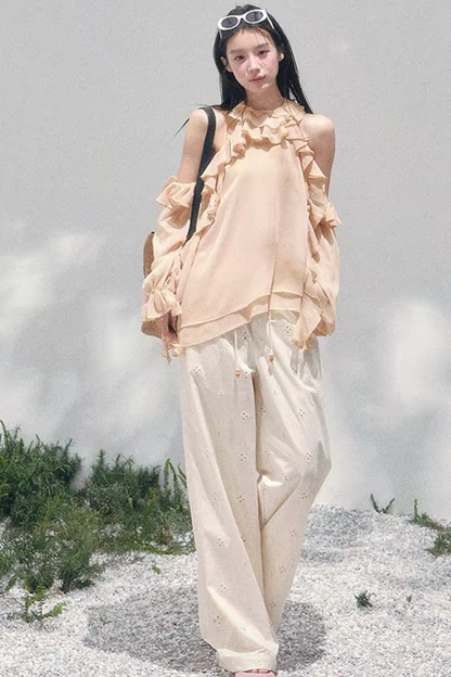 Ruffled Edge Off-Shoulder Top