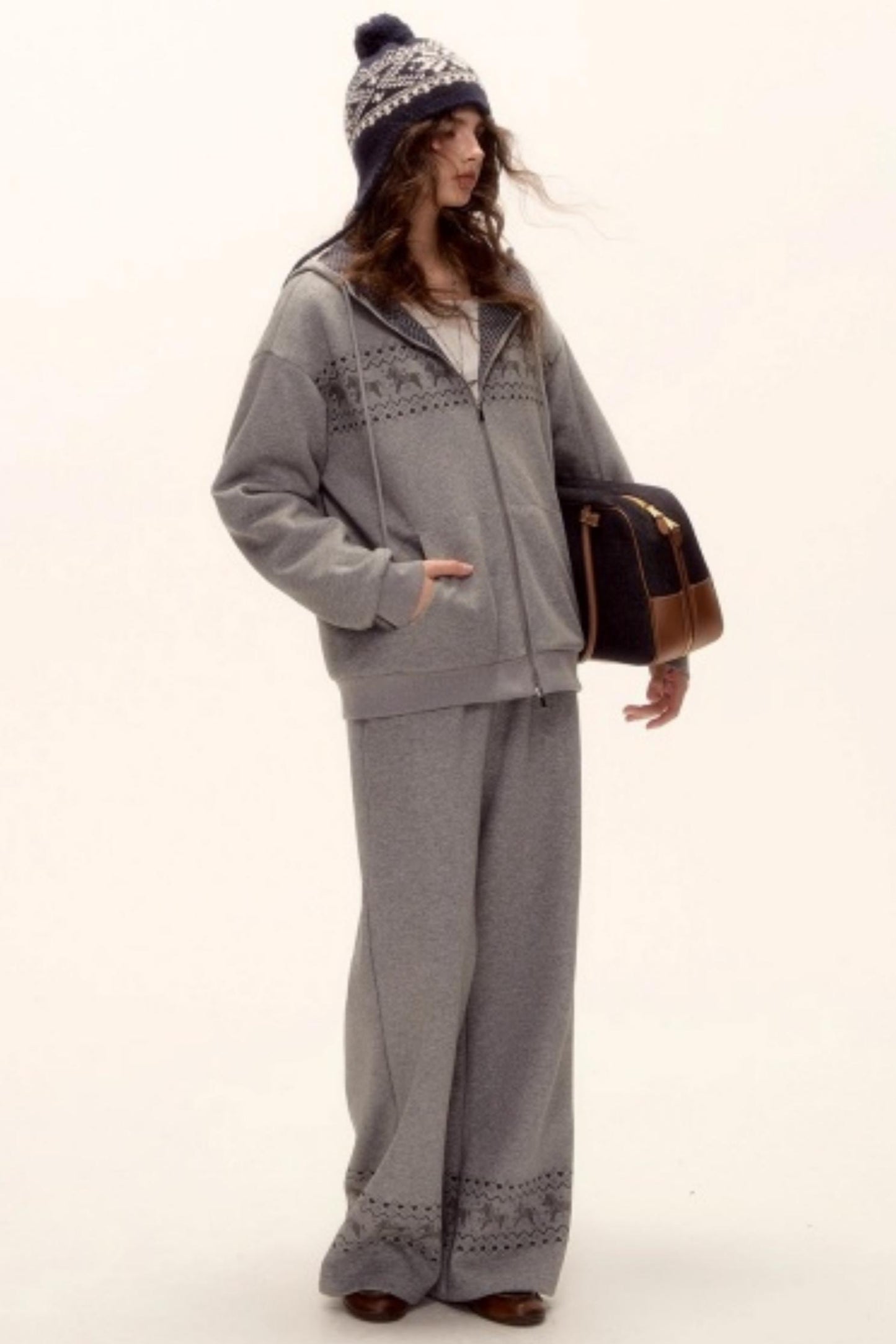 Fair Isle Quilted Jacket Pants Set-Up