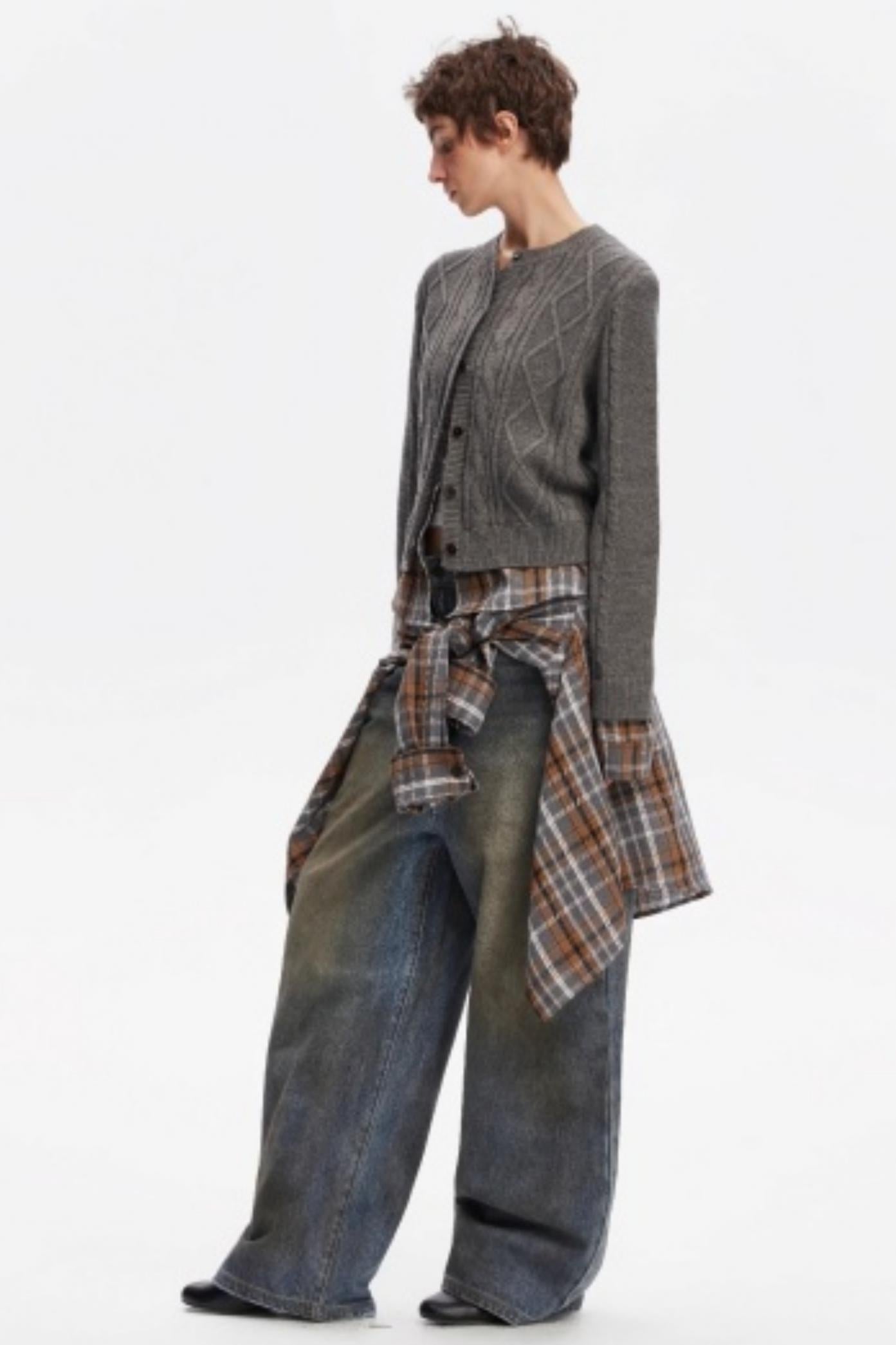 Wool Twist Cardigan Sweater Set-Up