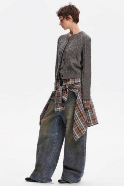 Wool Twist Cardigan Sweater Set-Up