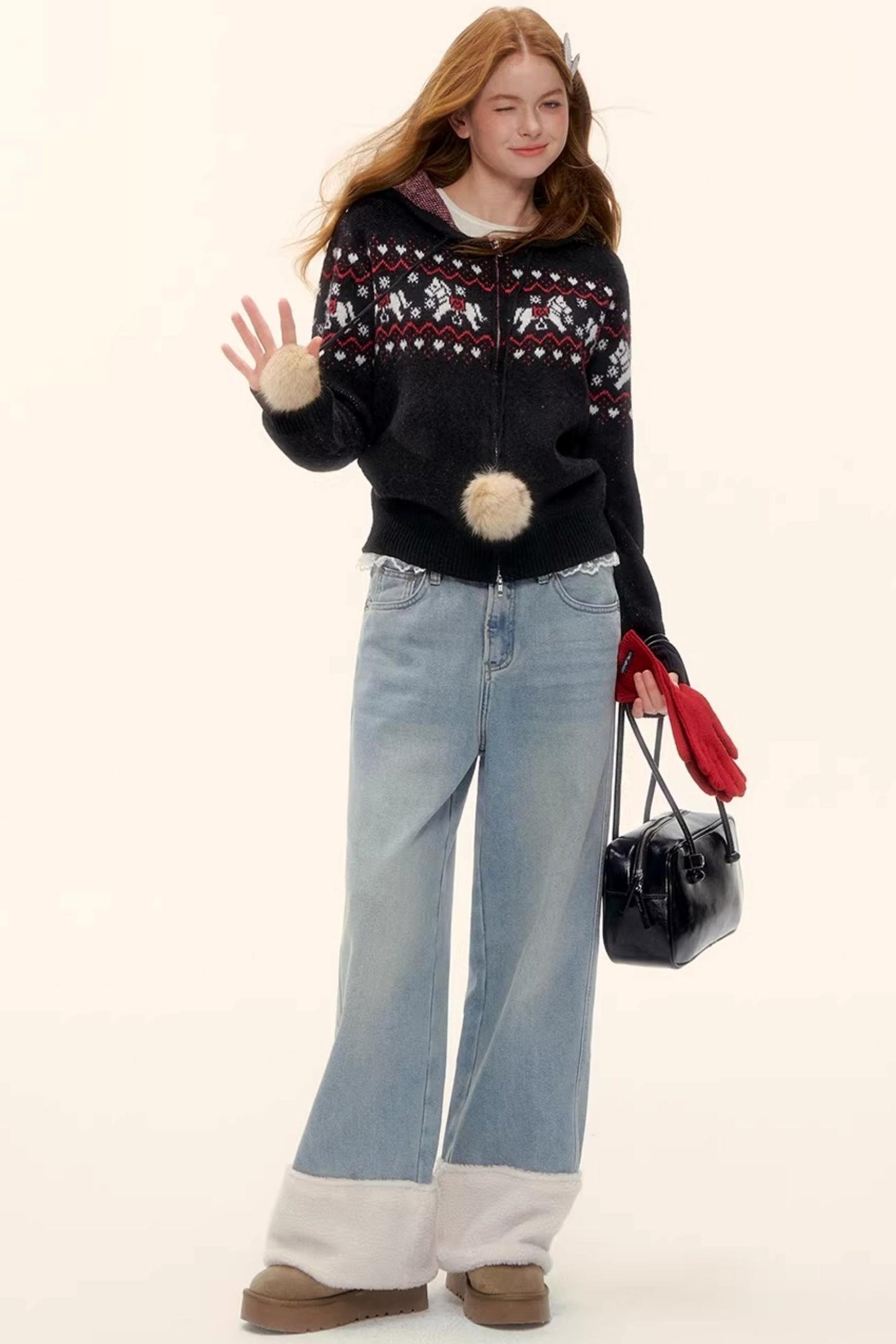 Wool Blend Fair Isle Jacket Set-Up