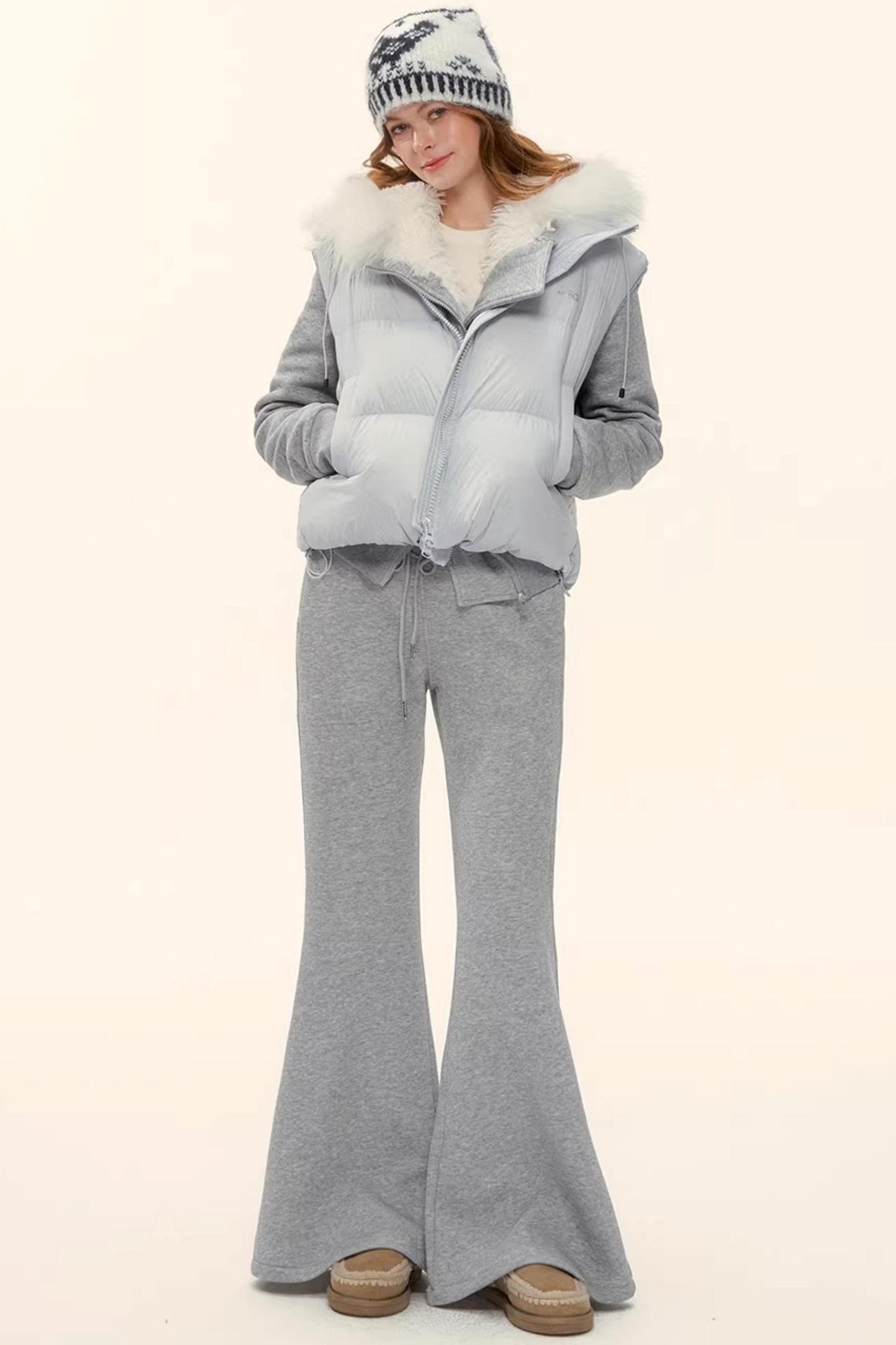 Fleece-Lined Flared Casual Pants