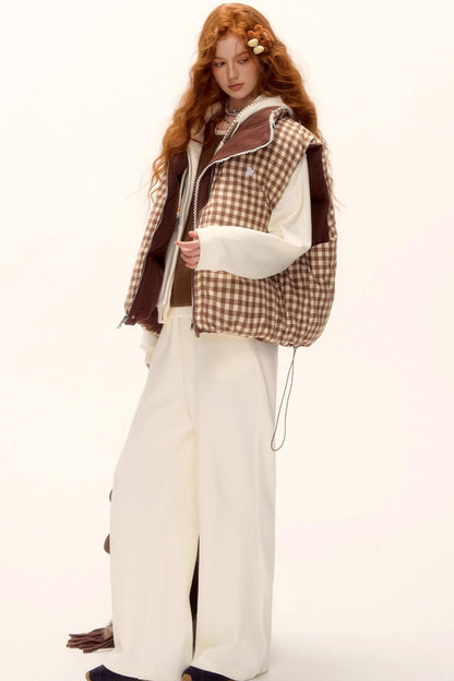 Reversible Plaid Lace Vest Jacket