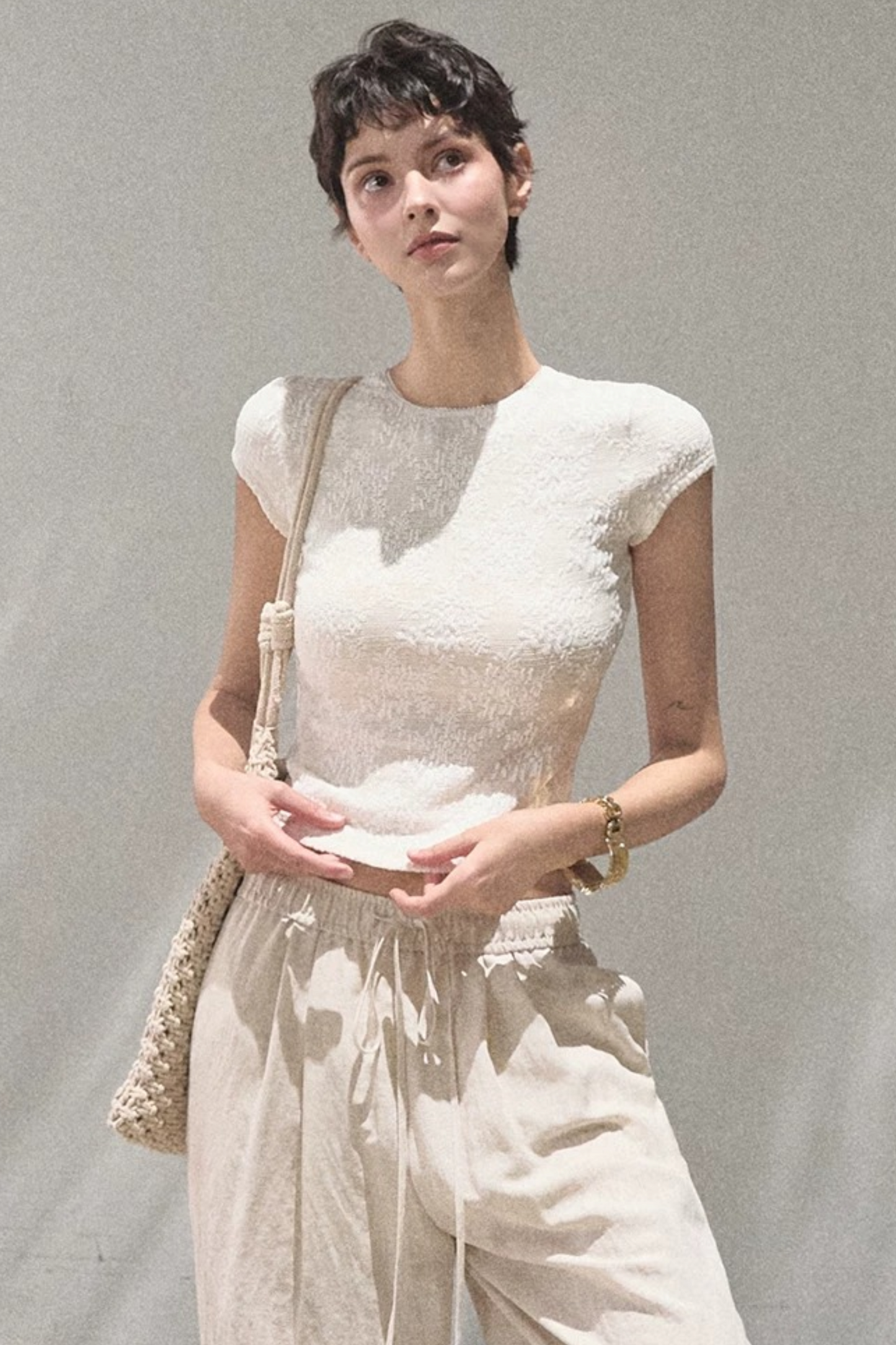 Lace Splice Short Sleeve Top
