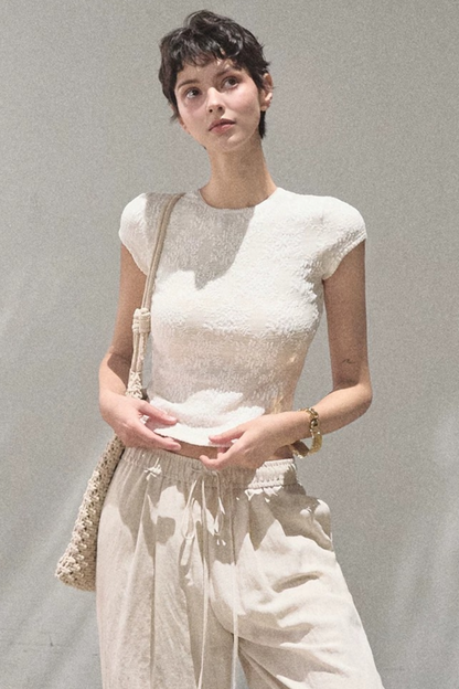 Lace Splice Short Sleeve Top