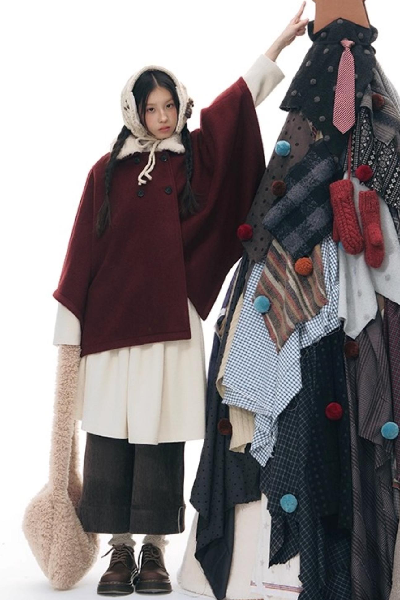 Knitted Scarf Collar Jacket Set-Up