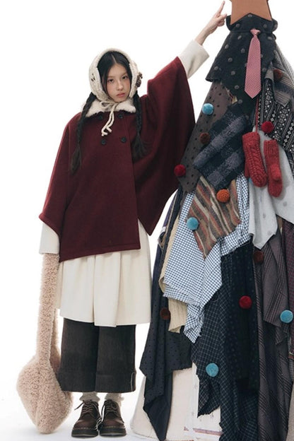 Knitted Scarf Collar Jacket Set-Up