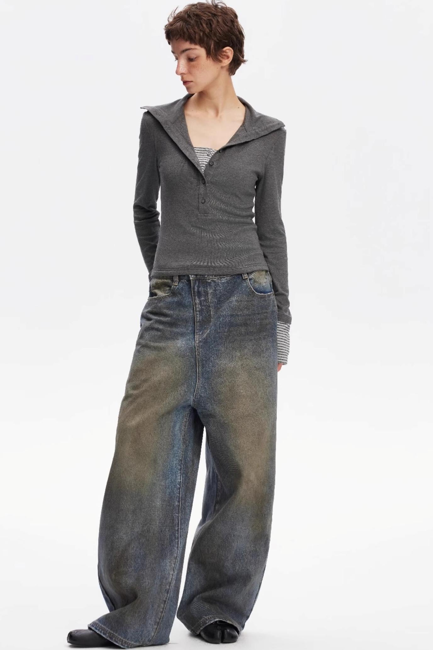 Vintage Yellow Distressed Jeans