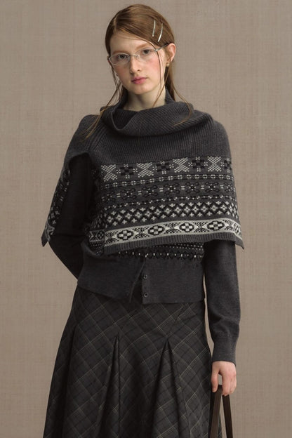 Rime Snow Jacquard Shawl Coat